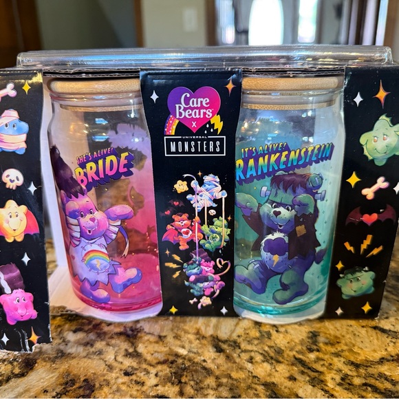 Care Bears Other - Care Bears x Monsters glass tumblr set with bamboo lid & a straw